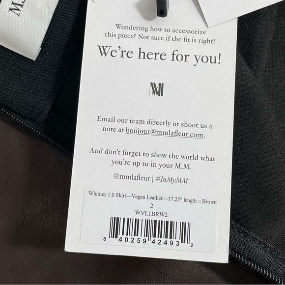 NWT M.M. Lafleur The Whitney Brown Vegan Faux Leather A-Line Mini Skirt Size 2 - Picture 8 of 10